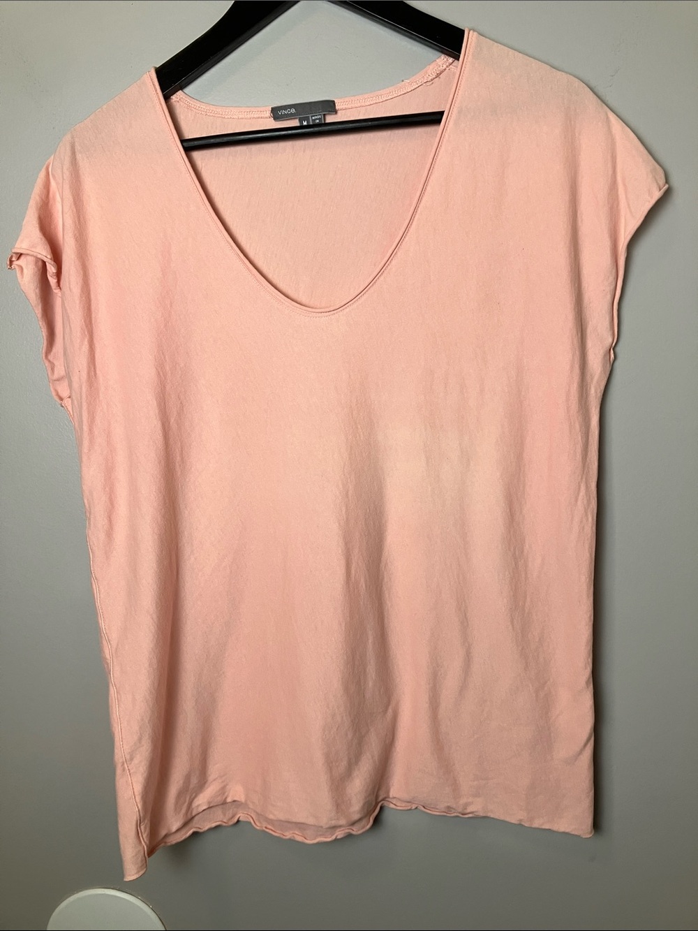 Vince Soft Pale Pink Scoop Neck Cotton Cap Sleeve Medium Top Capsule Wardrobe